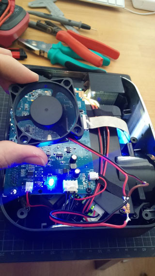 slowed fan tested by connecting to the beamer